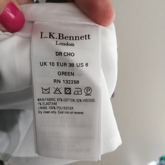 L.K. Bennett Dr Cho Sheath Dress Brown and Cream Front Pockets Elbow Sleeve 6 - Picture 14 of 17